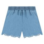Girls Denim Blue Shorts, 1, hi-res