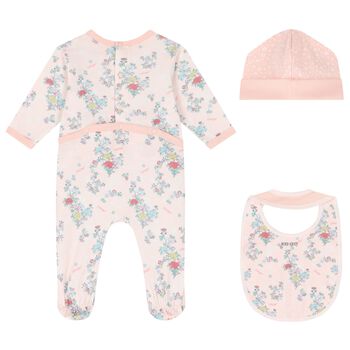 Baby Girls Pink Floral Babygrow Gift Set