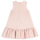 Girls Pink Flower Satin Dress, 2, hi-res