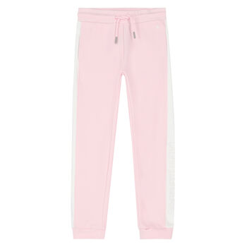 Girls Pink & White Logo Joggers