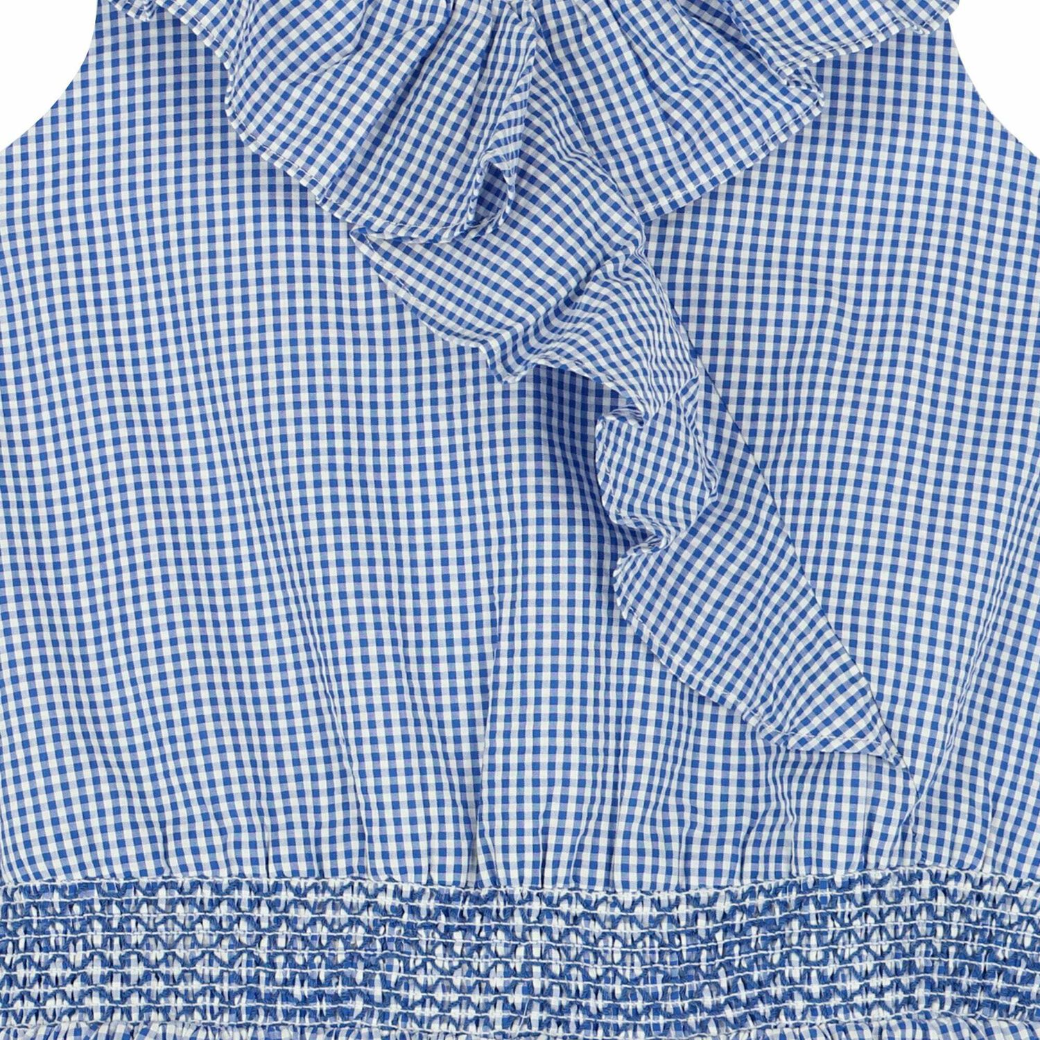 Girls Blue & White Gingham Dress, 1, hi-res