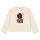 Girls Ivory Teddy Bear Long Sleeve Top, 2, hi-res