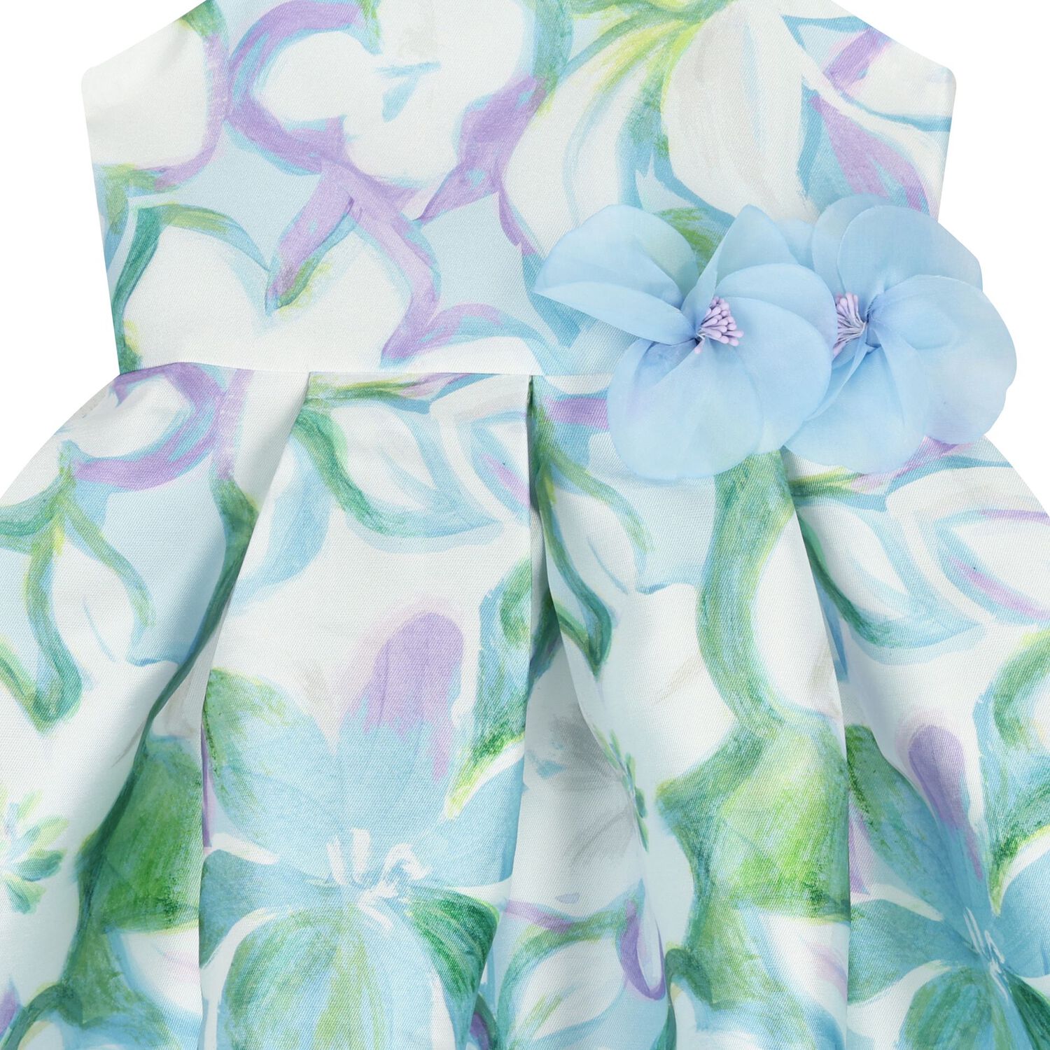 Girls White 3D Flower Dress, 1, hi-res