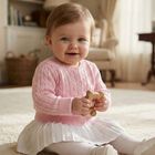 كارديجان بنات منسوج بالشعار باللون الودي, 1, hi-res