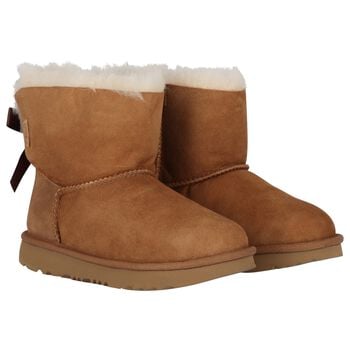 Girls Chestnut Brown Mini Bailey Bow II Suede Boots