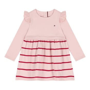Baby Girls Pink Logo Striped Dress
