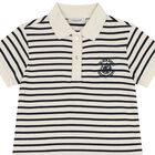 Girls Ivory Logo Striped Polo Dress, 1, hi-res