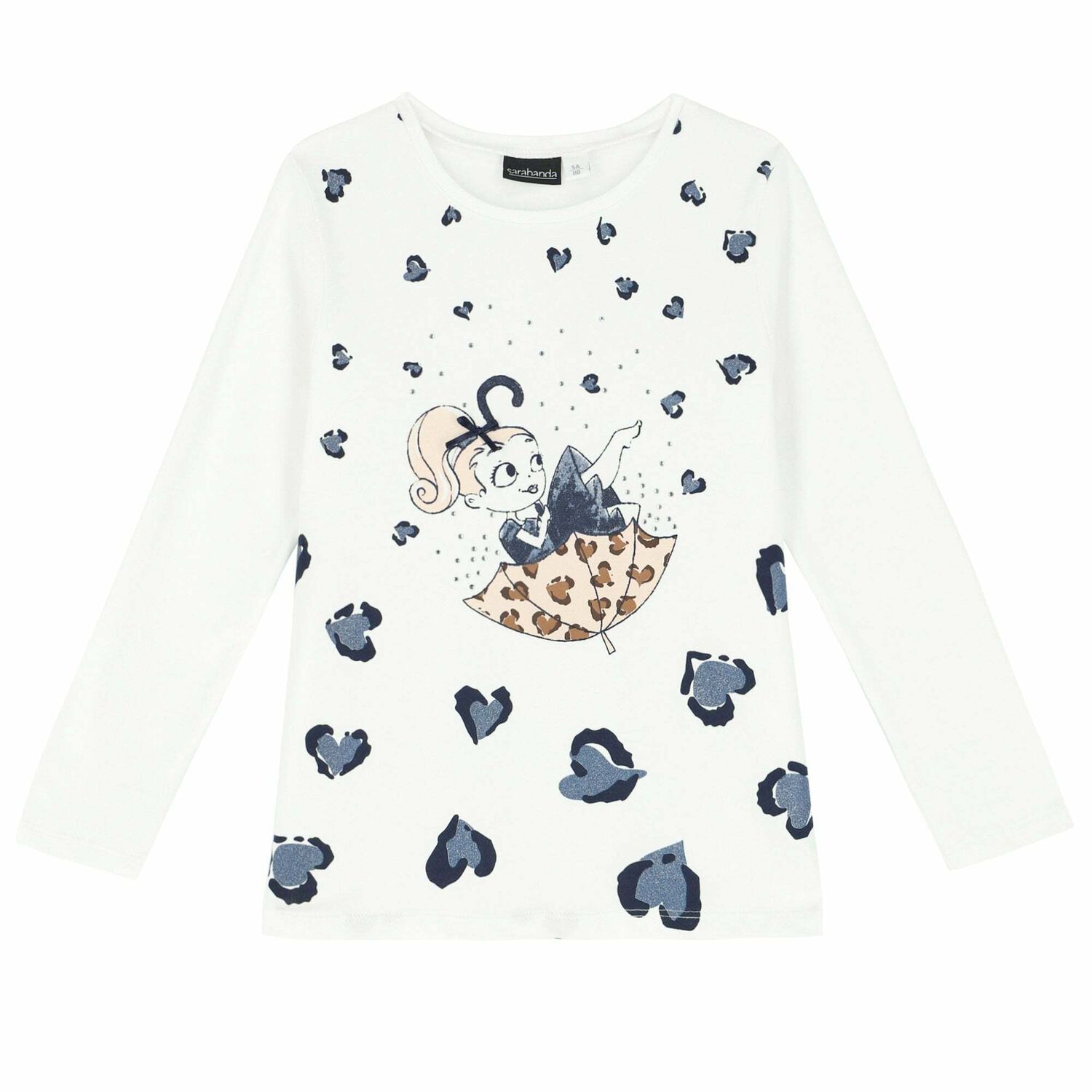 Girls White & Navy Blue Leggings Set, 1, hi-res