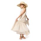 فستان بنات بدون اكمام بالشعارباللون البيج , 1, hi-res