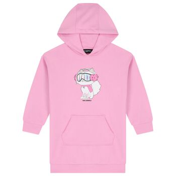 Girls Pink Choupette Hooded Dress