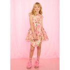 Girls White & Pink Embroidered Floral Handbag, 1, hi-res