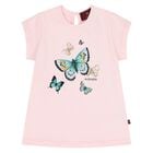 Younger Girls Pink Butterflies Logo T-Shirt, 2, hi-res