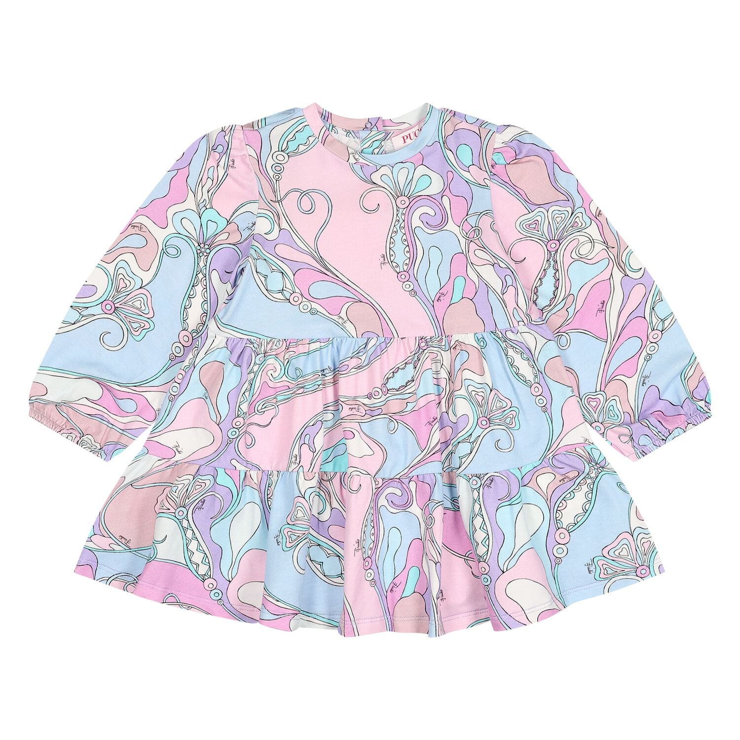 Younger Girls Pink & Blue Orchidee Dress, 1, hi-res