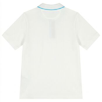 قميص بولو باللون الابيض بالشعار للأولاد