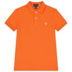 Boys Orange Logo Polo Shirt, 1, hi-res
