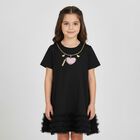 Girls Black Heartbag Print Dress, 2, hi-res