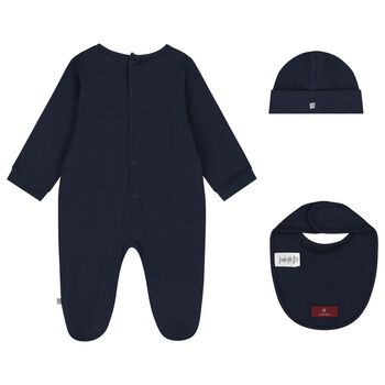 Baby Boys Navy Blue & Gold Babygrow Gift Set 