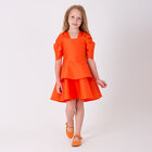 Girls Orange Flared Dress, 1, hi-res