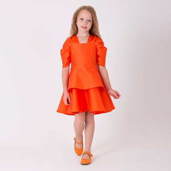 Girls Orange Flared Dress