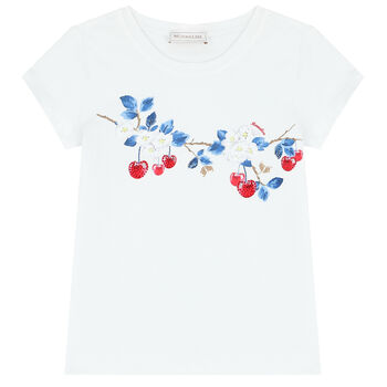 Girls White Cherry T-Shirt