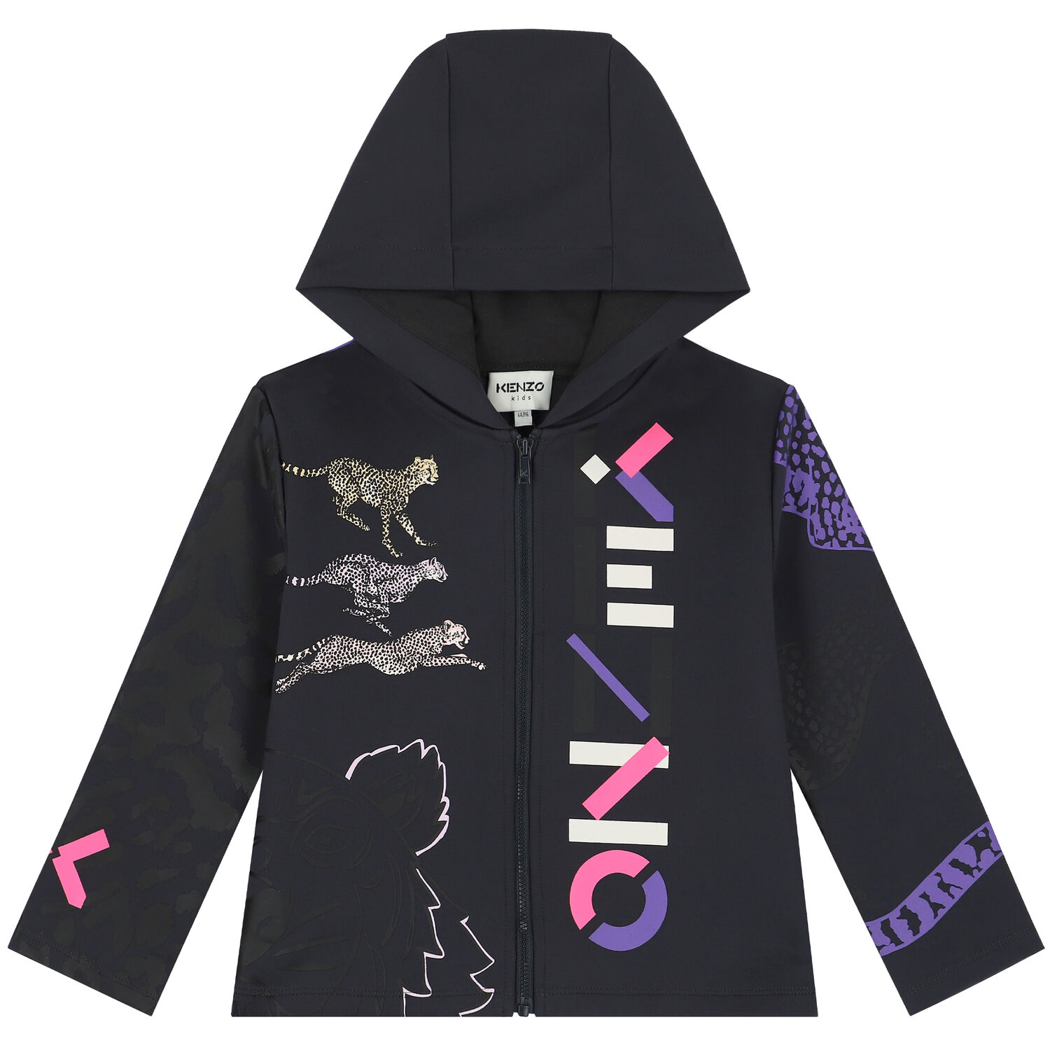 Girls Grey Logo Zip Up Top, 1, hi-res