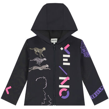 Girls Grey Logo Zip Up Top