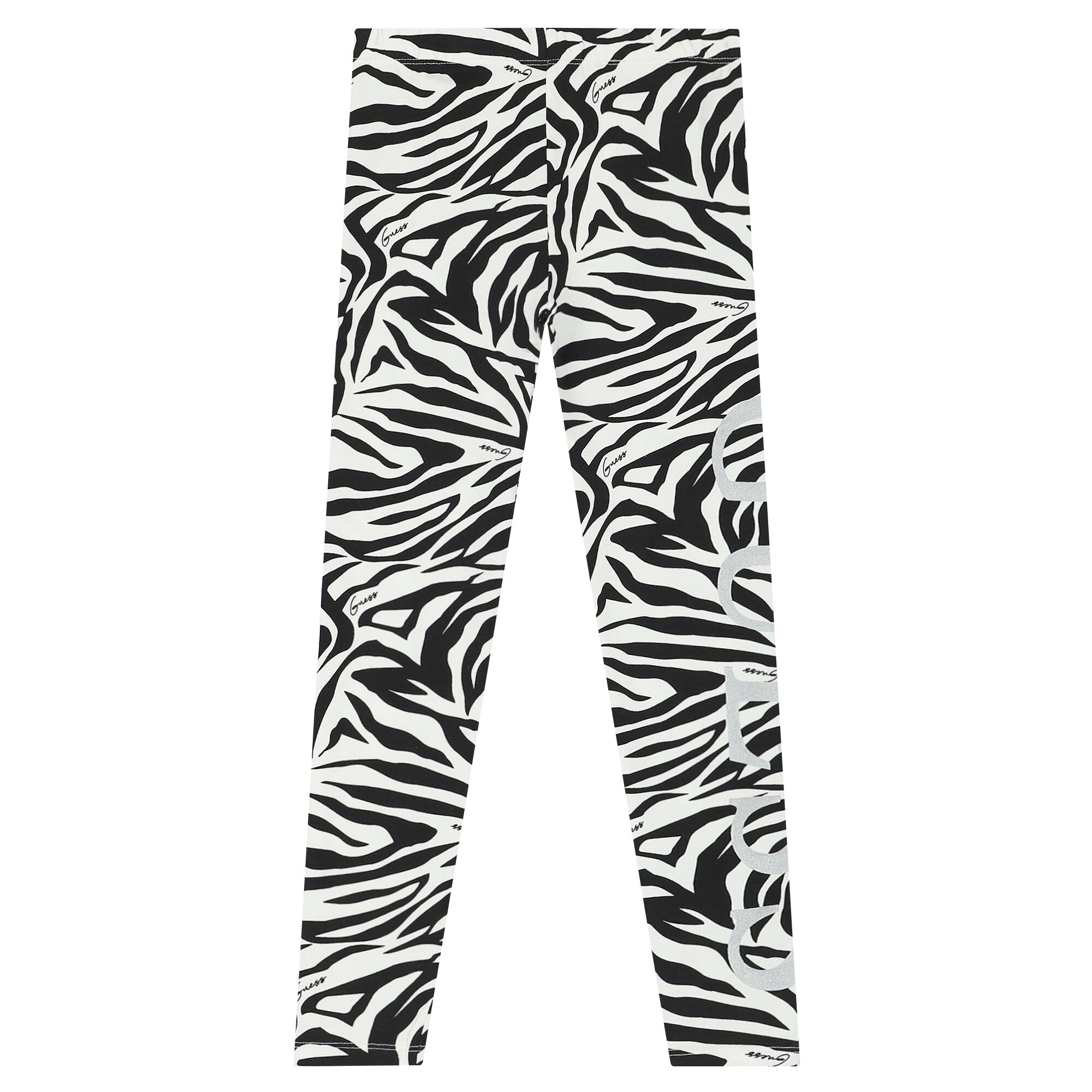 Guess Girls White Black Logo Leggings Junior Couture UAE