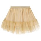 Girls Ivory & Gold Tulle Skirt Set, 1, hi-res