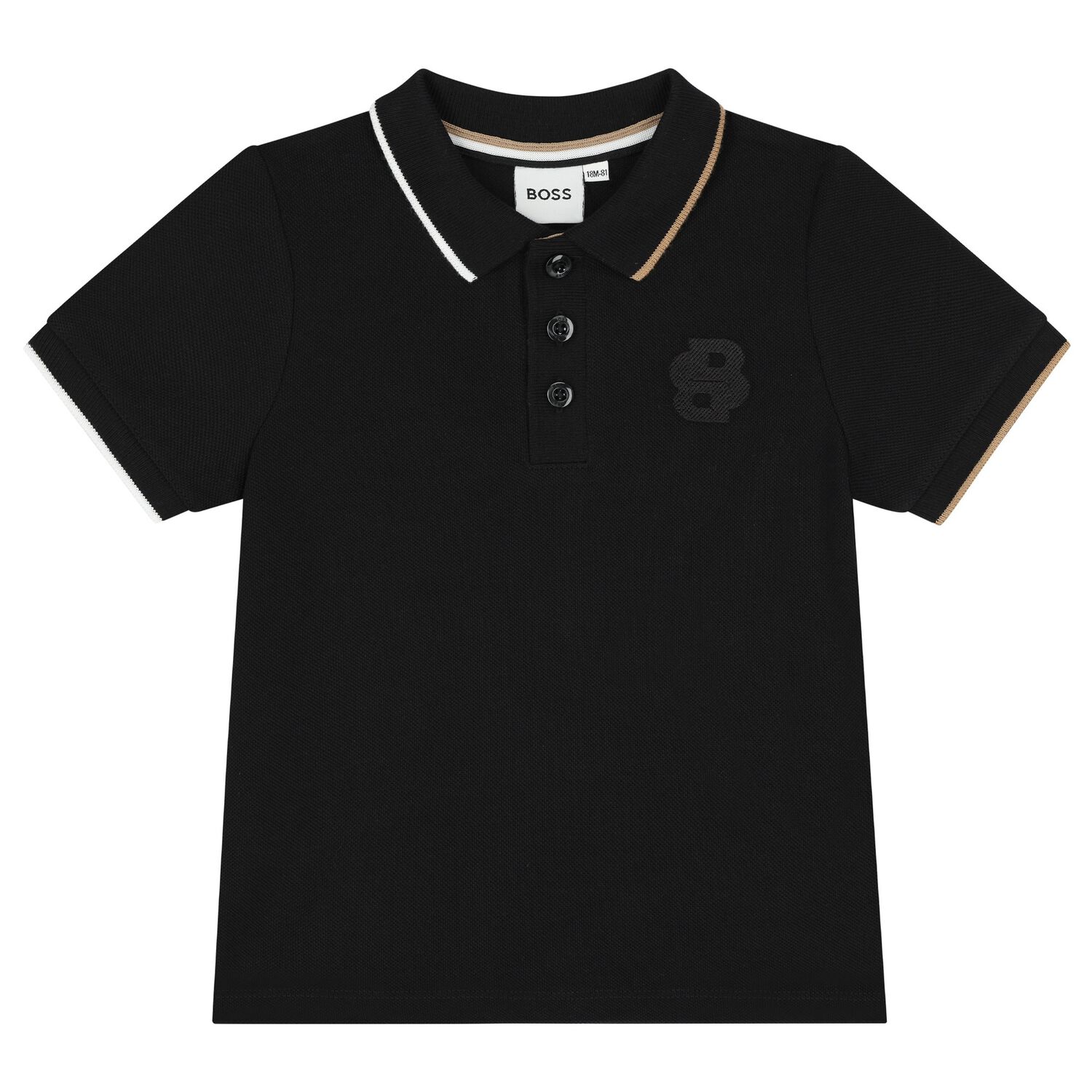 Younger Boys Black Logo Polo Shirt, 1, hi-res image number null