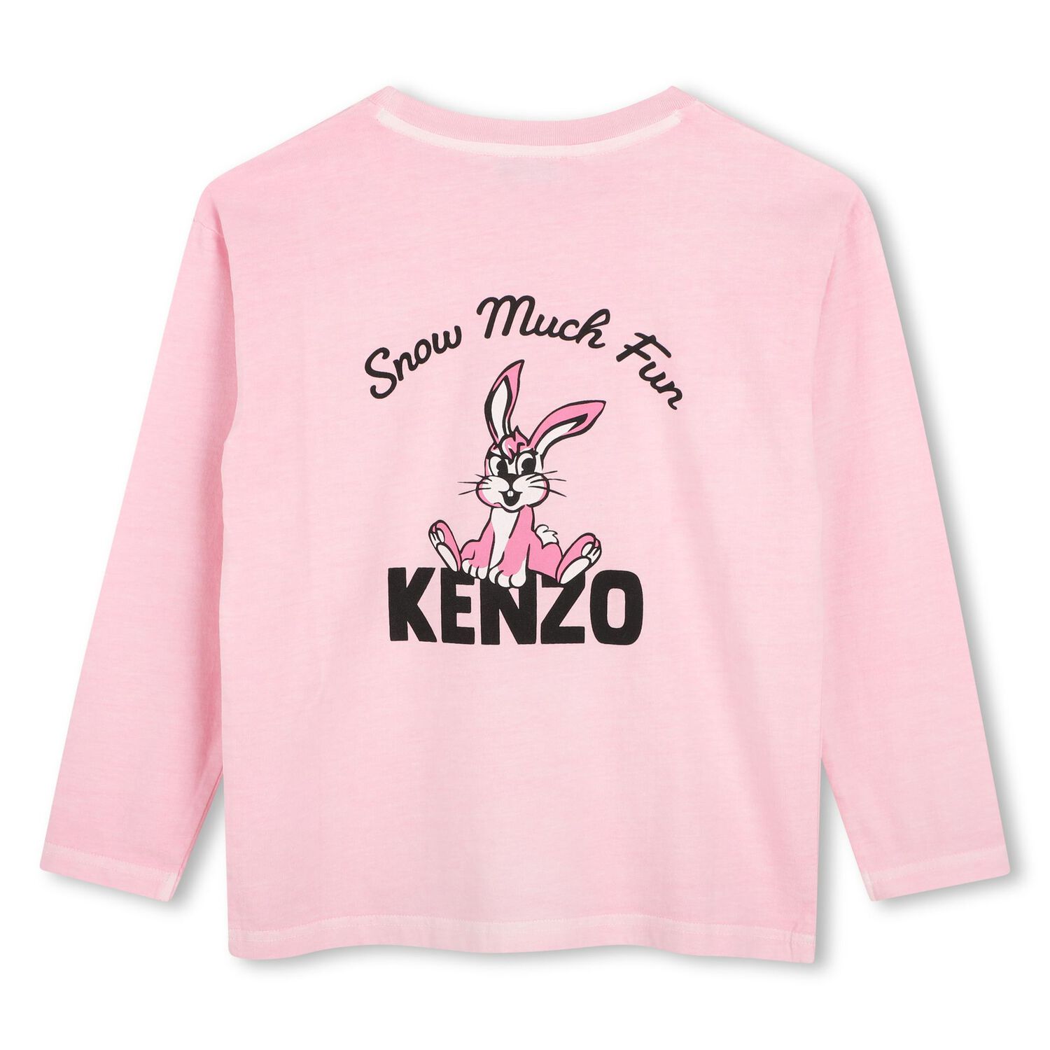Girls Pink Bunny Logo Long Sleeve Top, 1, hi-res