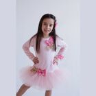 Girls Pink Bow Dress, 1, hi-res