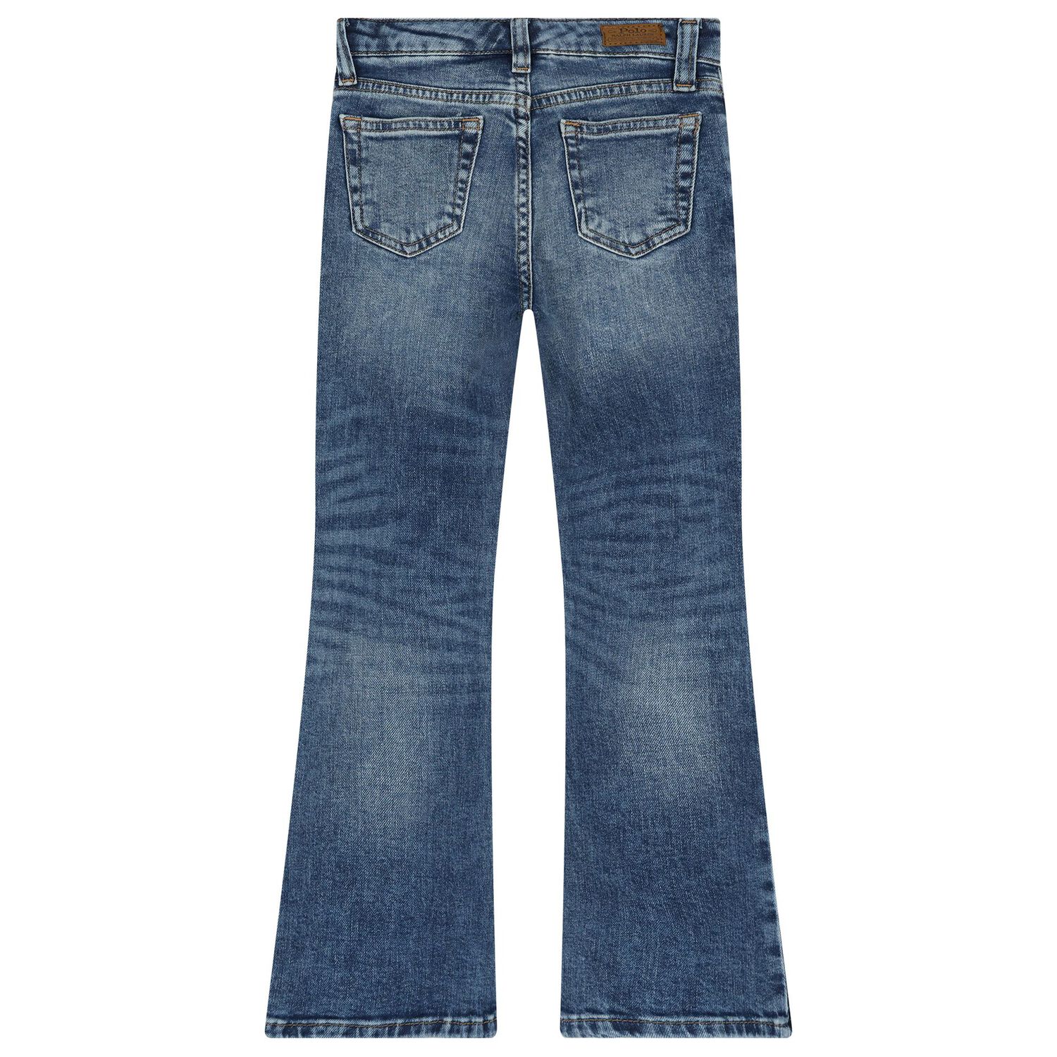 Girls Denim Blue Flared Jeans, 1, hi-res