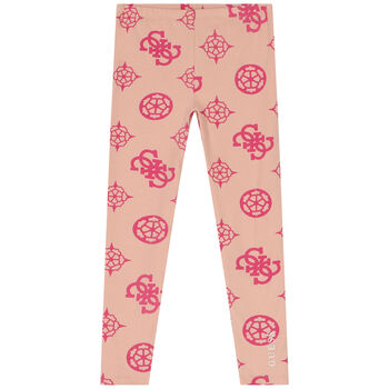 Girls Beige Logo Leggings