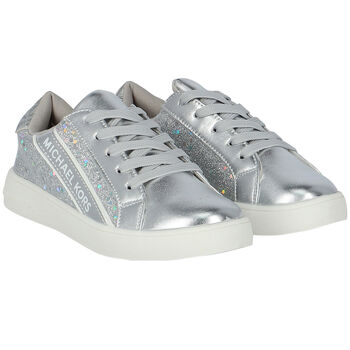 Girls Silver Logo Trainers