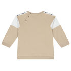Younger Boys Beige Logo Sweatshirt, 1, hi-res