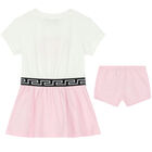 Younger Girls White & Pink Logo Dress Set, 1, hi-res
