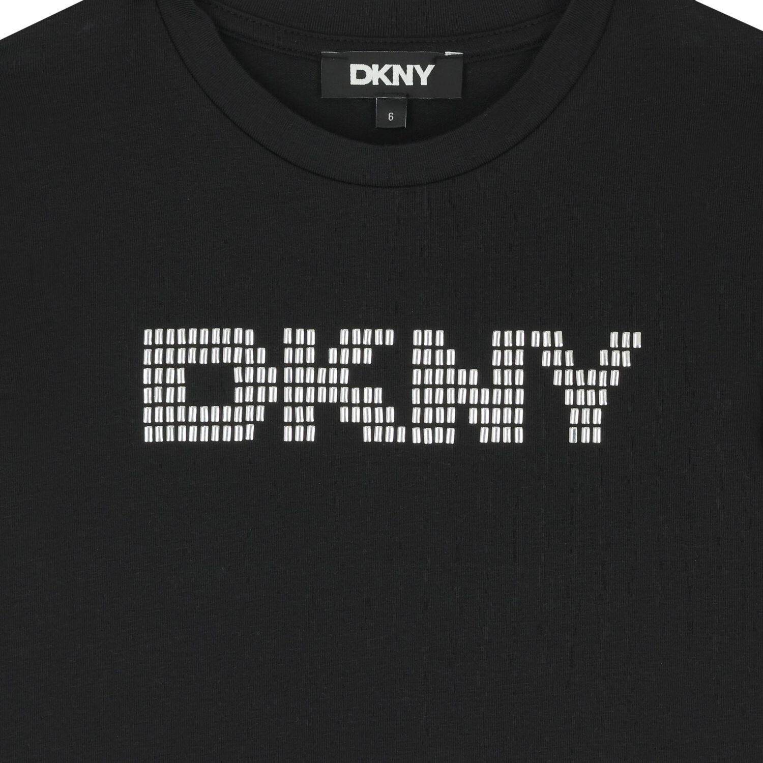 Girls Black Embellished Logo Long Sleeve Top, 1, hi-res