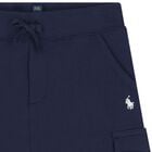 Boys Navy Blue Logo Shorts, 1, hi-res