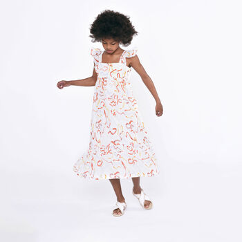 Girls White Ribbon Dress