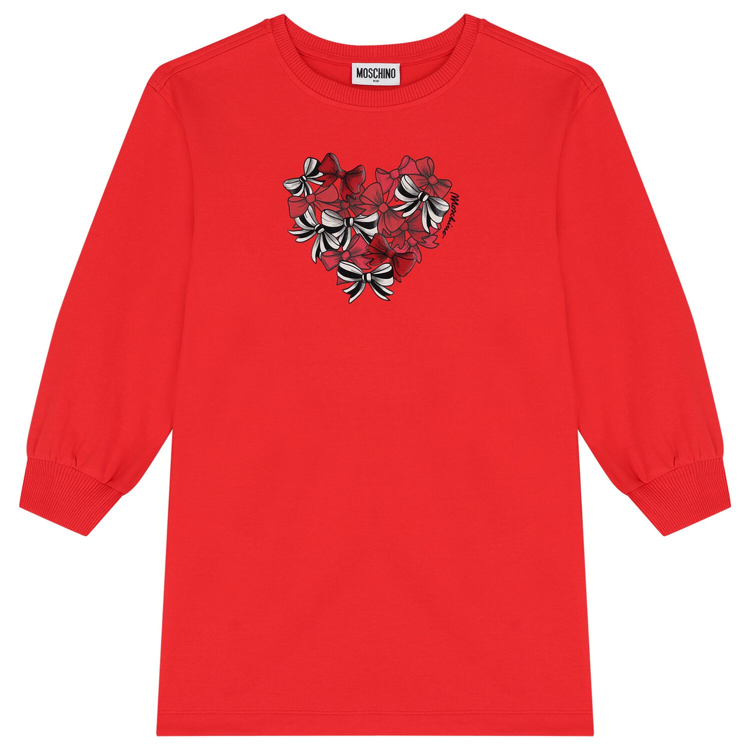 Girls Red Bow Logo Dress, 2, hi-res