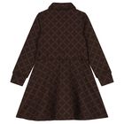 فستان بنات بالشعار باللون البنى , 1, hi-res