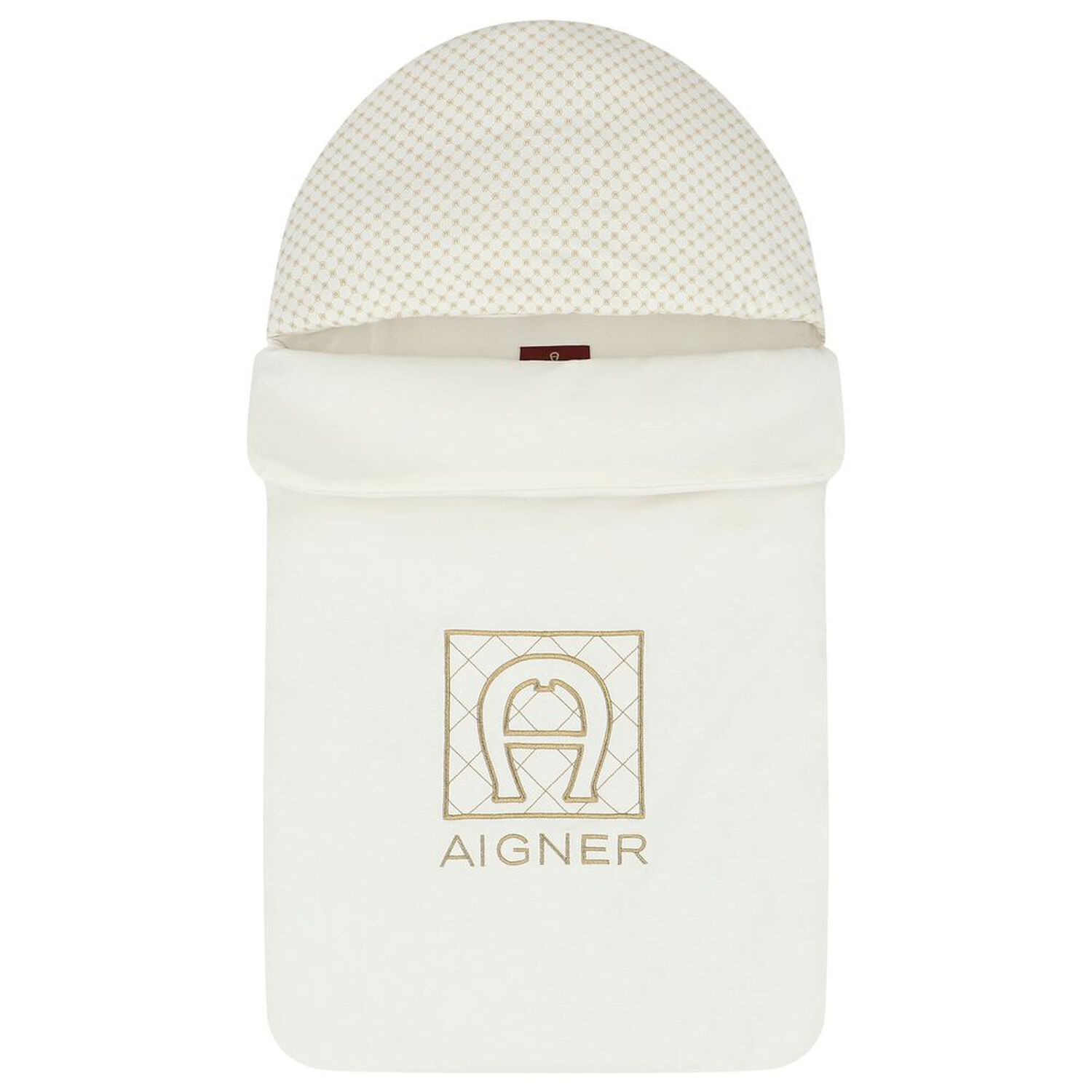 طقم أفرول بالشعار باللون العاجى والذهبى, 1, hi-res