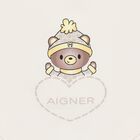 مريلة أطفال بشعار دب تيدي باللون العاجي, 1, hi-res