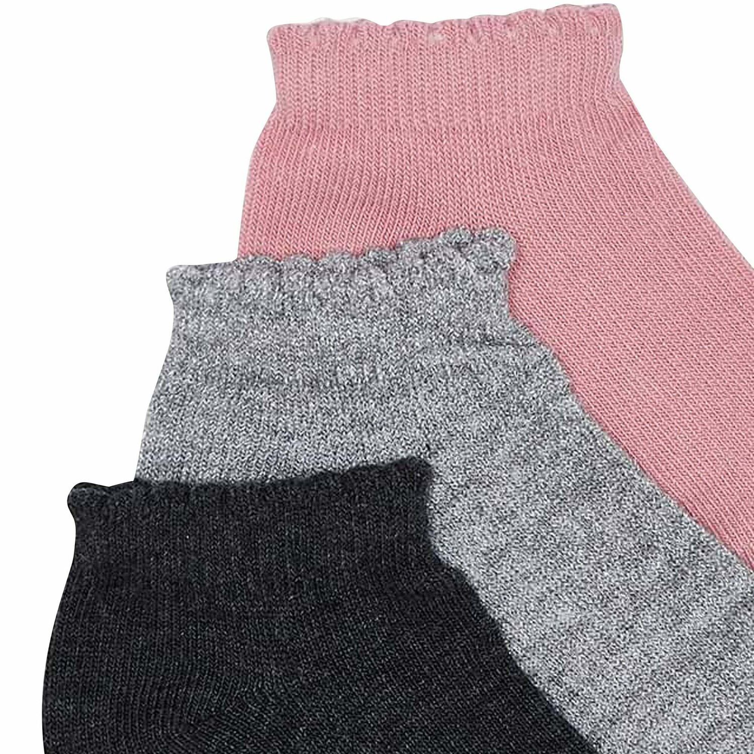 Girls Pink, Grey & Charcoal Socks ( 3-Pack ), 2, hi-res
