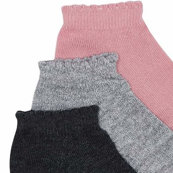 Girls Pink, Grey & Charcoal Socks ( 3-Pack )