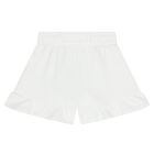 Girls White Logo Shorts, 1, hi-res