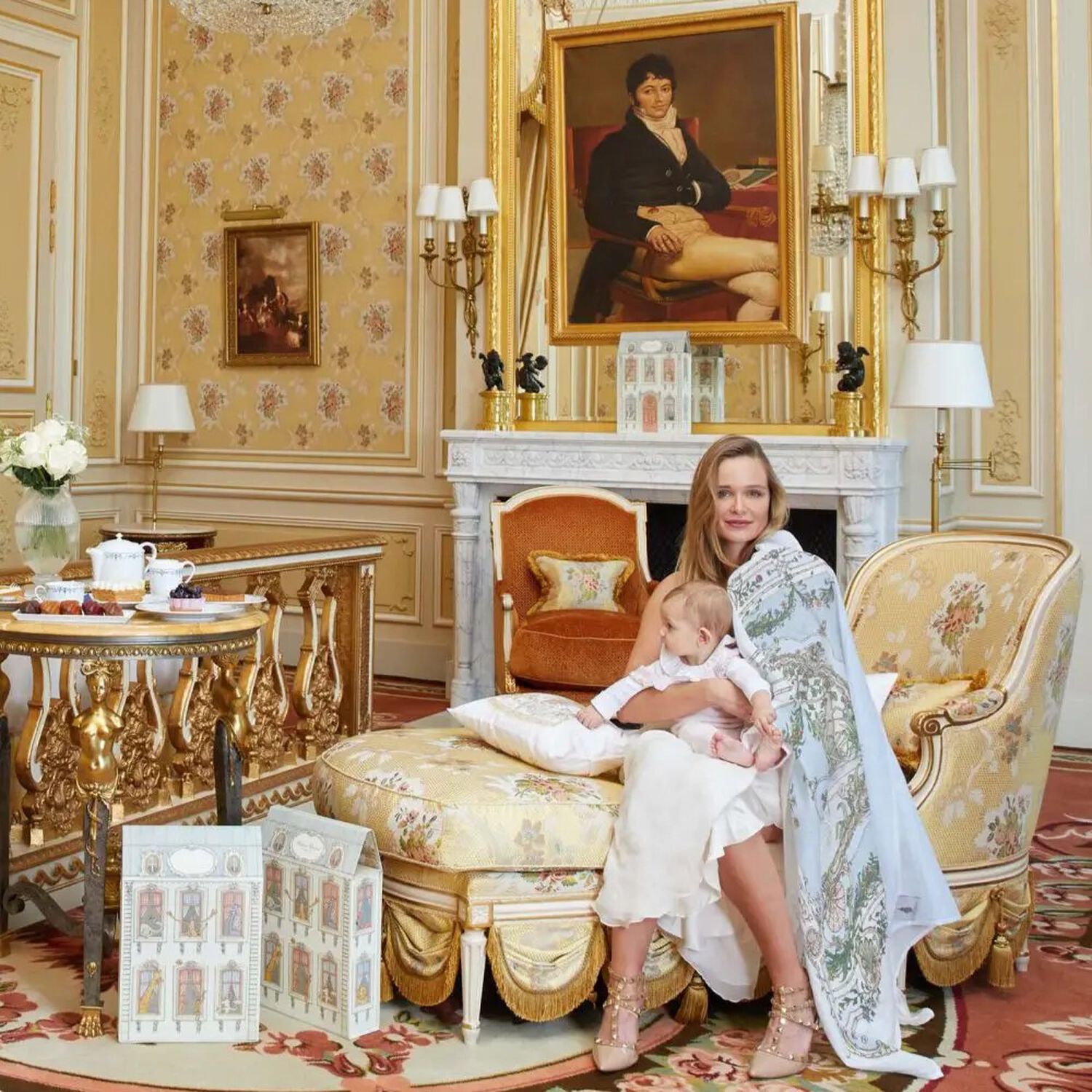 بطانية قماط بطبعة باللون الأبيض والأزرق للأطفال , 1, hi-res image number null