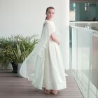 Girls Ivory Crystal Waist & Chiffon Cape Dress, 1, hi-res