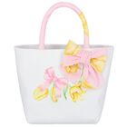 Girls Pink & Ivory Bow Hand Bag, 1, hi-res