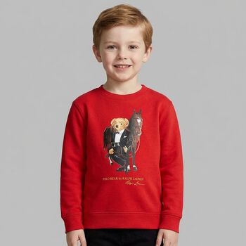 Boys Red Polo Bear Sweatshirt